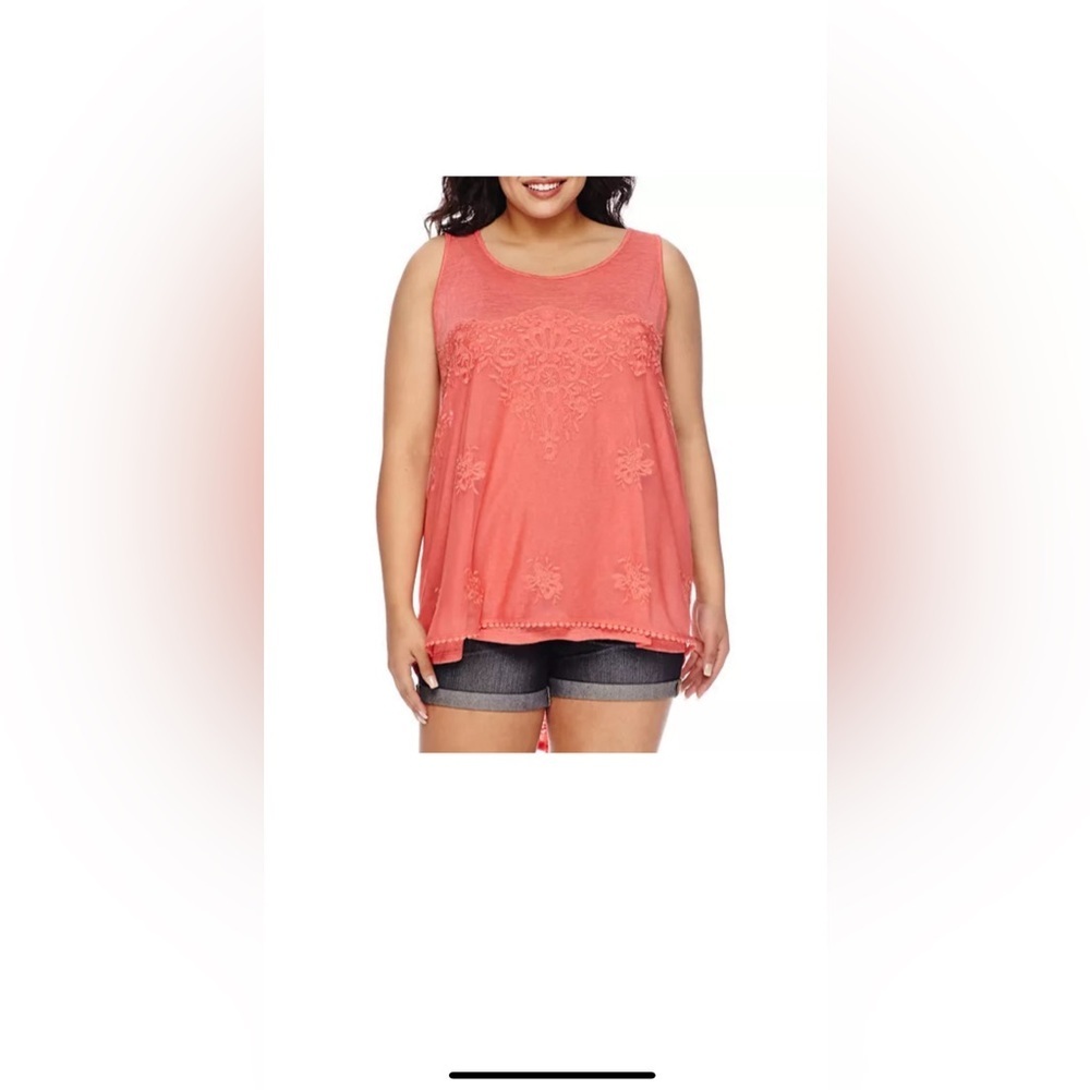 Star Scene Women Crochet Inset Tank Top Size 2X